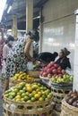 Buying and selling activities in the traditional market of Denpasar City Royalty Free Stock Photo