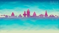 Denpasar Bali Indonesia Skyline City vector Silhouette. Broken Glass Abstract Geometric Dynamic Textured. Banner Background. Color