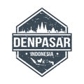 Denpasar Indonesia Travel Stamp Icon Skyline City Design Tourism Badge Rubber.