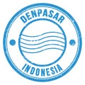 DENPASAR - INDONESIA, words written on blue postal stamp