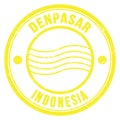 DENPASAR - INDONESIA, words written on yellow postal stamp