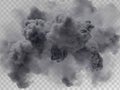 A dense cloud of dark grey smoke on a transparent background Royalty Free Stock Photo