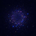 Dense cluster of bright points resembling stars or galaxies on a dark blue Royalty Free Stock Photo
