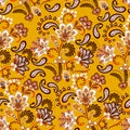 Dense floral ornamental hand draw fantasy flowers pattern. Vector