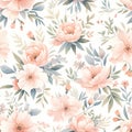 Dense floral seamless pattern in pastel colors