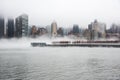 A dense fog covered New York City during the winter`s day on January of 2018. Royalty Free Stock Photo