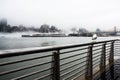 A dense fog covered New York City during the winter`s day on January of 2018. Royalty Free Stock Photo