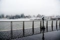 A dense fog covered New York City during the winter`s day on January of 2018 Royalty Free Stock Photo