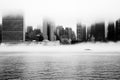 A dense fog covered New York City during the winter`s day on January of 2018 Royalty Free Stock Photo
