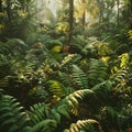 Lush forest with abundant ferns and trees creating a natural landscape Royalty Free Stock Photo