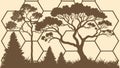Dense Forest Silhouette in Hexagonal Frame Nature Scene, vector design Generative AI Royalty Free Stock Photo