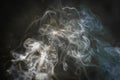 Dense glowing smoke from burning incense on a black background. Background for design and advertising. Horizontal format Royalty Free Stock Photo