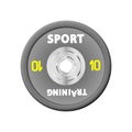 Dense grey weight plates numbered weights. 10. Illustration equipment for barbells. GYM, fitness center with provision