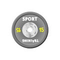 Dense grey weight plates numbered weights. 15. Illustration equipment for barbells. GYM, fitness center with provision