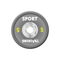 Dense grey weight plates numbered weights. 5. Illustration equipment for barbells. GYM, fitness center with provision