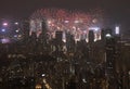 Dense high rise apartments in Kowloon peninsula view from Beacon Hill in the evening, Hong Kong