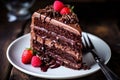 Dense Homemade chocolate cake. Generate Ai