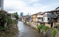 Dense housing near Cikapundung river, Bandung City. Royalty Free Stock Photo
