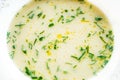 Dense mixed celery soup, closeup. Royalty Free Stock Photo