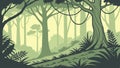 Dense and mysterious deep forest interior with lush vegetation, vector design Generative AI Royalty Free Stock Photo
