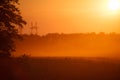 Golden sunset over tuscan fields Royalty Free Stock Photo