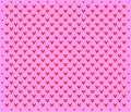 dense pattern of bright red hearts set against a vivid pink background