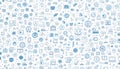 Dense pattern of light-blue line icons depicting various cyberse Royalty Free Stock Photo