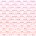 Dense pink to red gradient rows of hearts in brick repeat design. Seamless geometric vector pattern on white background