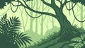 Dense Rainforest Scene with Tangled Vines and Trees, vector design Generative AI Royalty Free Stock Photo
