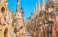 The row of stupas in Kakku Pagodas, Myanmar Royalty Free Stock Photo