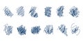 Dense Scribble Hatch Marks Set. Messy Pen Scratch. Royalty Free Stock Photo