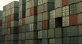 Stack of Shipping Containers in a Storage Yard, Logistics and Global Trade Royalty Free Stock Photo