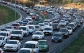 Dense traffic in palma de mallorca motorway detail