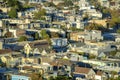 Dense urban area with buildings and structures or homes and houses in neighborhood or downtown part of san francisco