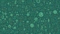 A densely packed, visually rich pattern composed of an array of abstract and geometric shapes, all rendered in shades of