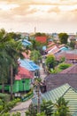 Densely populated residential. Aerial view of city in Banjarmasin, Indonesia. Royalty Free Stock Photo