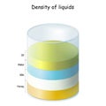 Density of Liquids. laboratory experiment Royalty Free Stock Photo