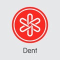 DENT - Dent. The Icon of Virtual Momey or Market Emblem.