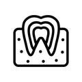 Dental anatomy icon line isolated on white background. Black flat thin icon on modern outline style. Linear symbol and editable Royalty Free Stock Photo
