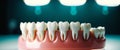 Dental anatomy model under lights: close-up of human teeth in a dental office setting Royalty Free Stock Photo