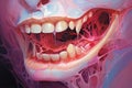 Dental anatomy, teeth and gums. 3d illustration, Acute toothache, AI Generated