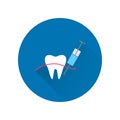 Dental anesthesia with long shadow. Sign for dentistry clinic. Orthodontics concept