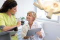 dental assistant listening to dentist Royalty Free Stock Photo