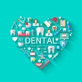 Dental Banner Background Concept With Flat Icons Isolated. Vector Illustration, Dentistry, Orthodontics. Healthy clean