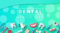 Dental Banner Background Concept With Flat Icons . Vector Illustration, Dentistry, Orthodontics. Healthy clean