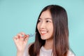 Dental Beautiful smiling of young asian woman with retainer braces glad emotion Royalty Free Stock Photo