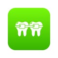 Dental brace icon green vector