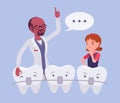 Dental braces, child girl and dentist doctor consultation