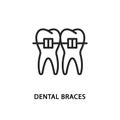 Dental braces flat line icon. Vector illustration symbol orthodontics and teeth alignment