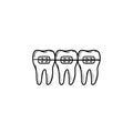 Dental braces hand drawn outline doodle icon.